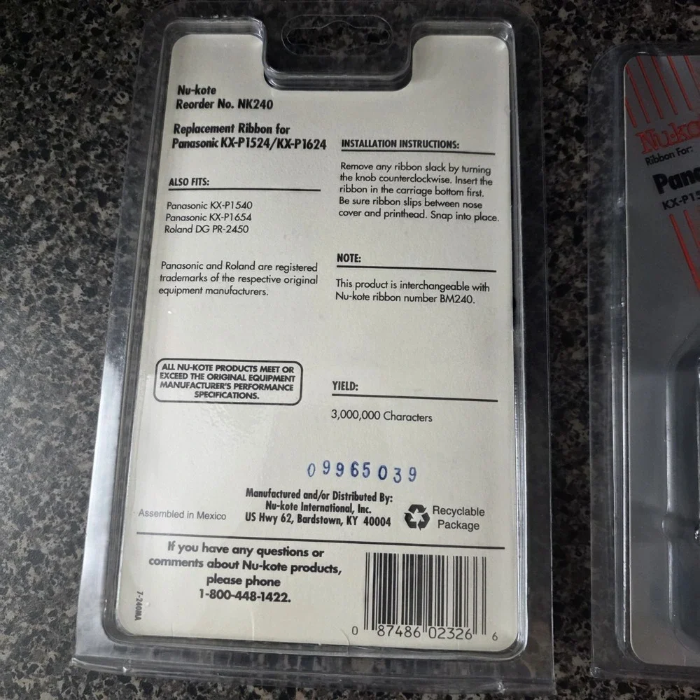 Nu-kote Panasonic Typewriter Ribbon NK240 + GRC T534-5NB Black Nylon Lot of 3‎